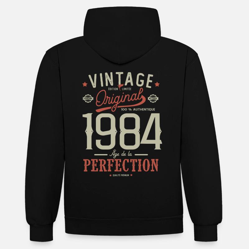 Âge perfection 1984 anniversaire - Sweat à capuche contrasté - noir/or
