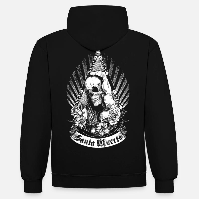 Santa Muerte - Version noire - Sweat à capuche contrasté - noir/or