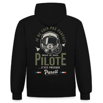 parfait pilote avion de chasse Cadeau humour armée - Sweat à capuche contrasté - noir/or - Dos - Anna (173cm)