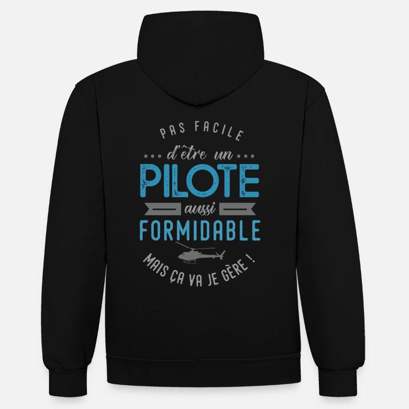 Pilote Hélicoptère formidable cadeau métier pilote - Sweat à capuche contrasté - noir/or