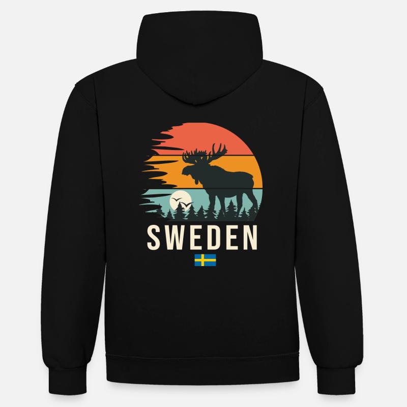 sweden suède cadeau cool - Sweat à capuche contrasté - noir/or