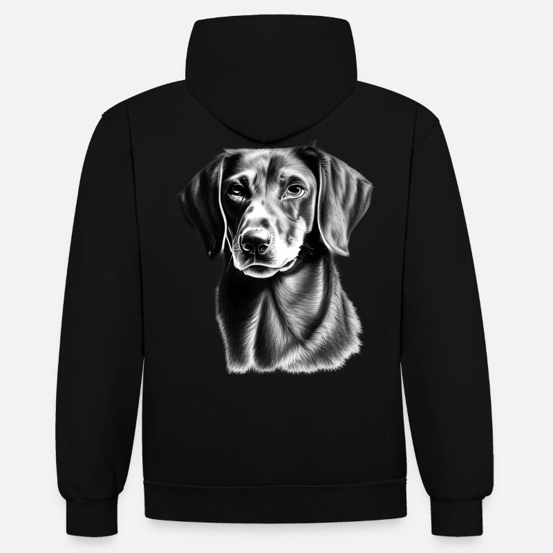 Teckel mignon - Sweat à capuche contrasté - noir/or