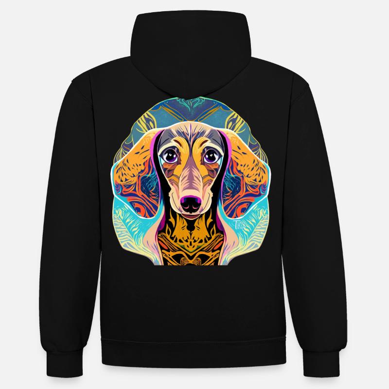 Teckel - Sweat à capuche contrasté - noir/or