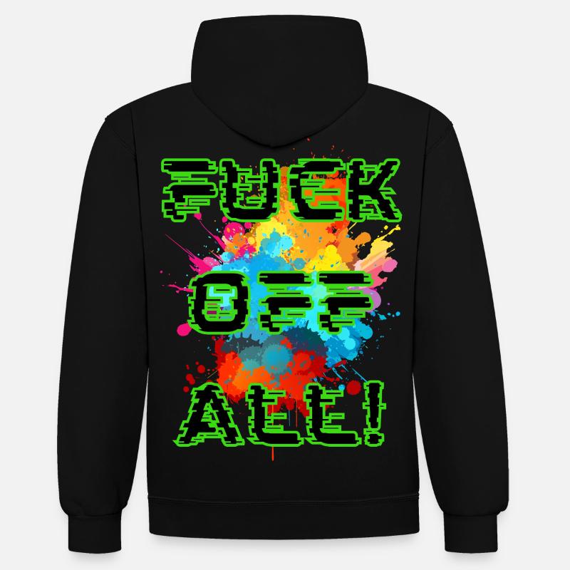 Explosion de couleurs punk - Sweat à capuche contrasté - noir/or