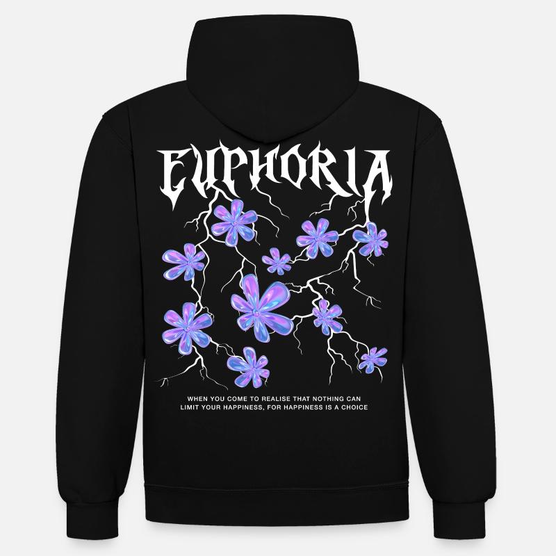 Euphorie Blitzblumen - Kontrast-Hoodie - Schwarz/Gold