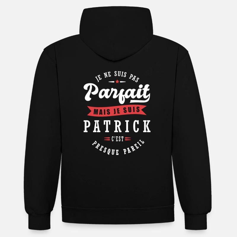 Patrick Parfait Cadeau prenom patrick - Sweat à capuche contrasté - noir/or