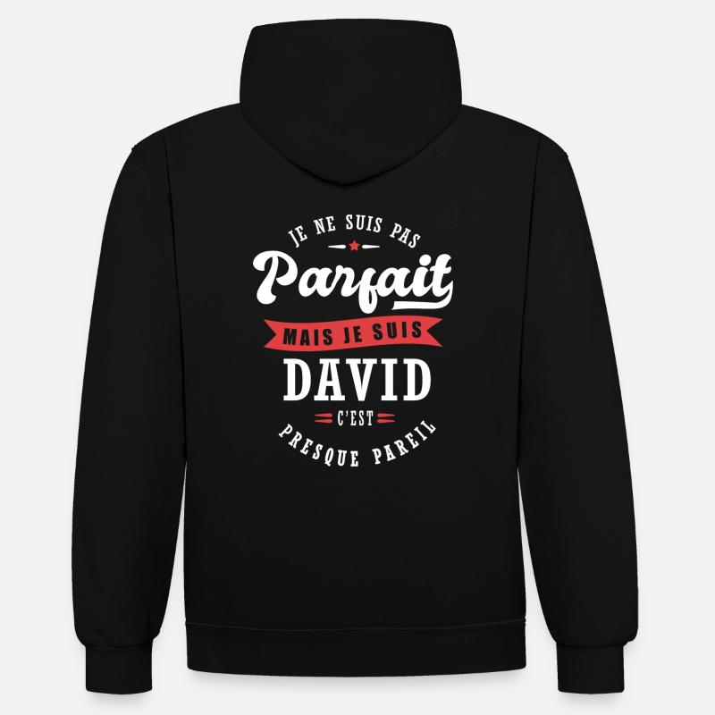 David Parfait Cadeau prenom david - Sweat à capuche contrasté - noir/or