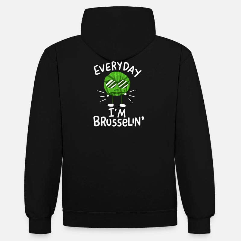 Choux de Bruxelles Vegan Vegan - Sweat à capuche contrasté - noir/or