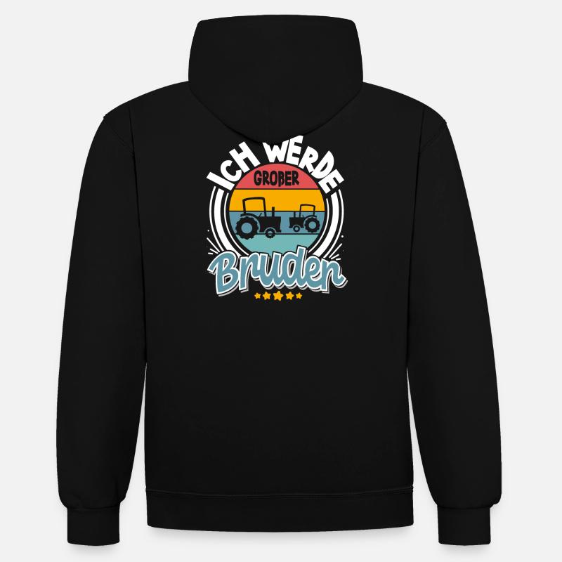 Ich Werde Großer Bruder Traktor - Kontrast-Hoodie - Schwarz/Gold