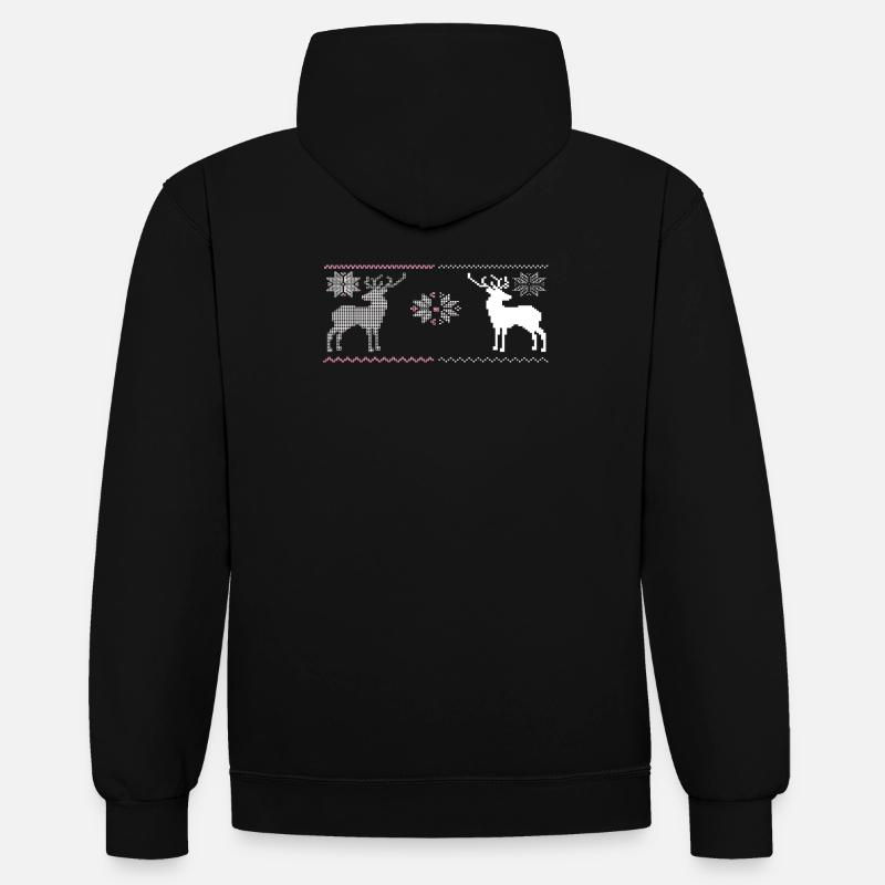 Noël, Renne - Sweat à capuche contrasté - noir/or