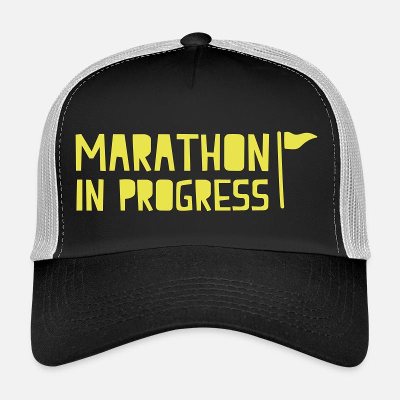 marathon in progress with little flag Trucker Cap