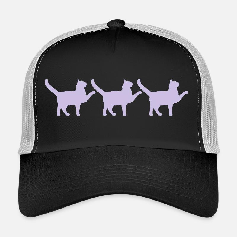 3 Cats Silhouettes Three Friends Team Crew Group Trucker Cap