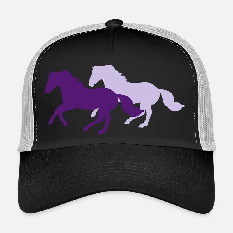 Deux chevaux au galop - Casquette trucker - noir/gris pierre