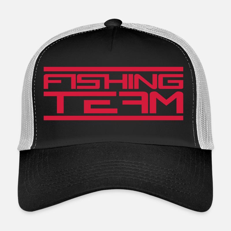 Le logo de sport de l'équipe de pêche rouge a attrapé du poisson Casquette trucker 