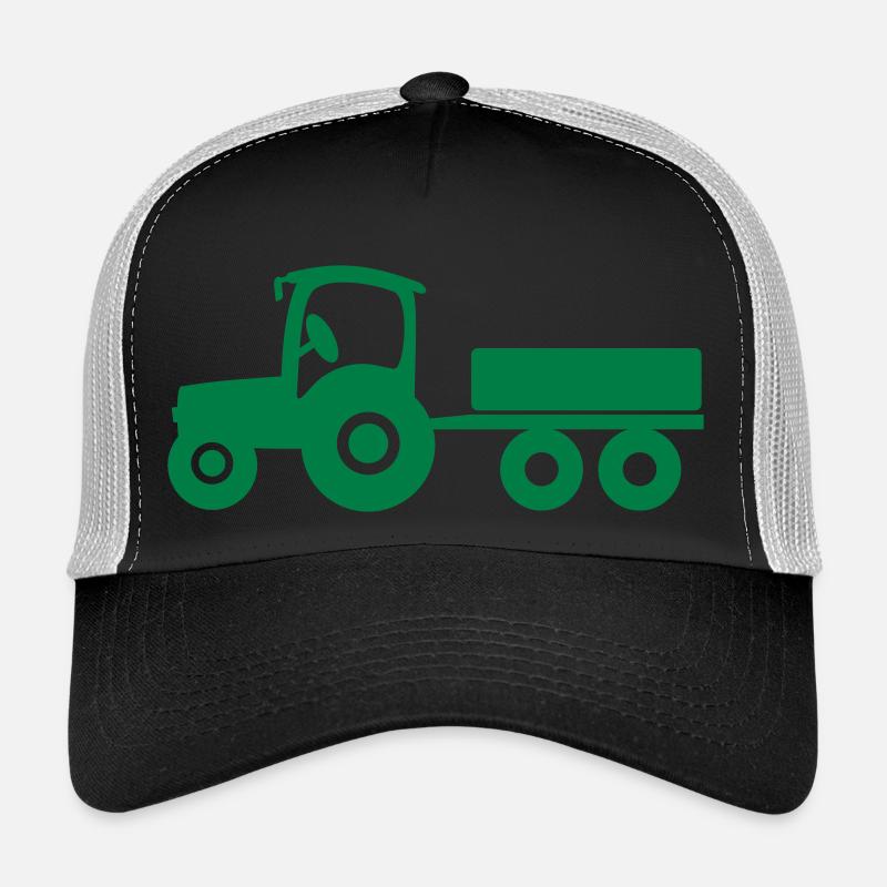 Traktor mit Anhänger - Trucker Cap - Schwarz/Steingrau