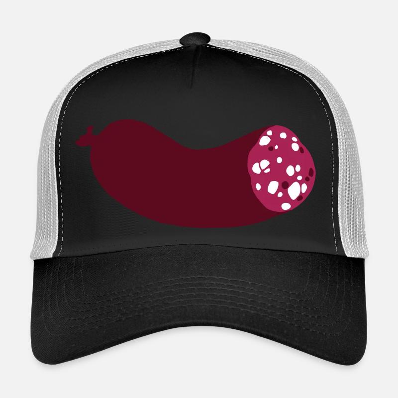 halbe Wurst dreifarbig mit Weiß - Trucker Cap - Schwarz/Steingrau