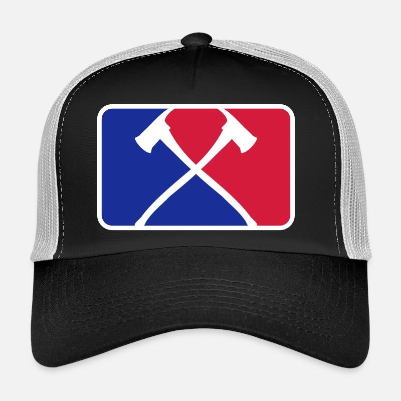 2 fire axes fire sports logo Trucker Cap