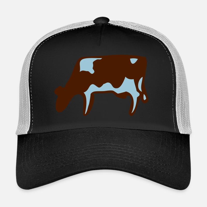 Kuh Geschenk Idee Bauer Bauernhof Tier grasen - Trucker Cap - Schwarz/Steingrau