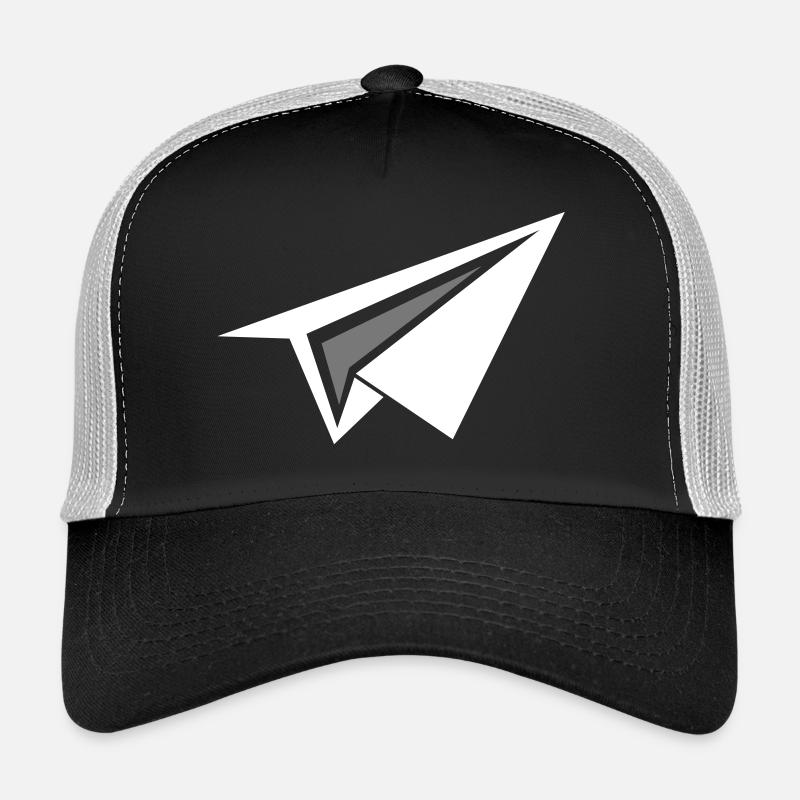 Papierflieger Flugzeug - Trucker Cap - Schwarz/Steingrau