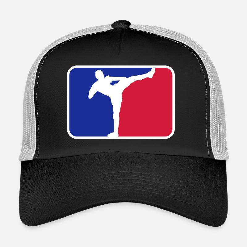 logo shield frame red blue kickboxer kickboxing ka Trucker Cap