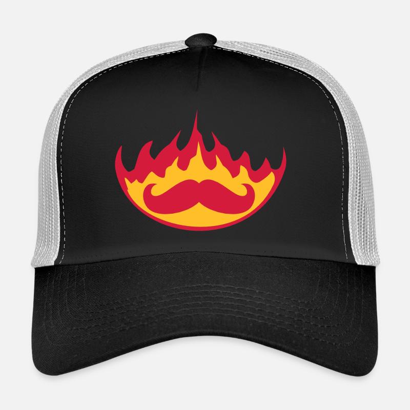 burn fire flames hot torch mustache cord Trucker Cap