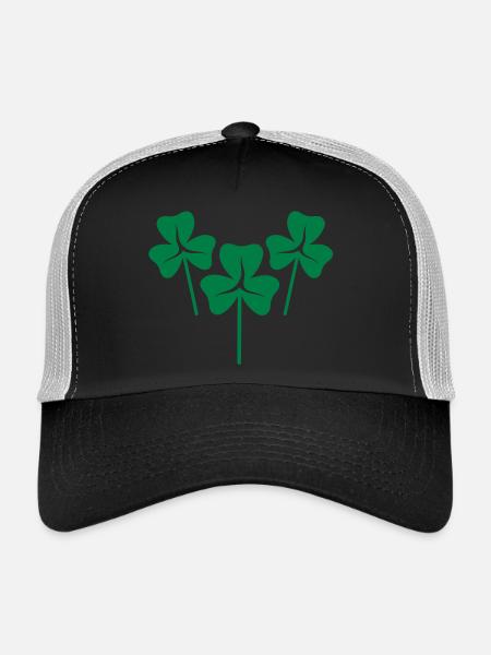 new SHAMROCKs three leaf clovers trio - Trucker Cap - black/stone grey - Front