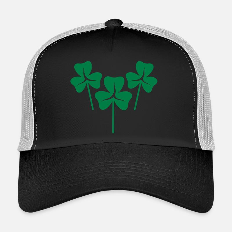 new SHAMROCKs three leaf clovers trio Trucker Cap