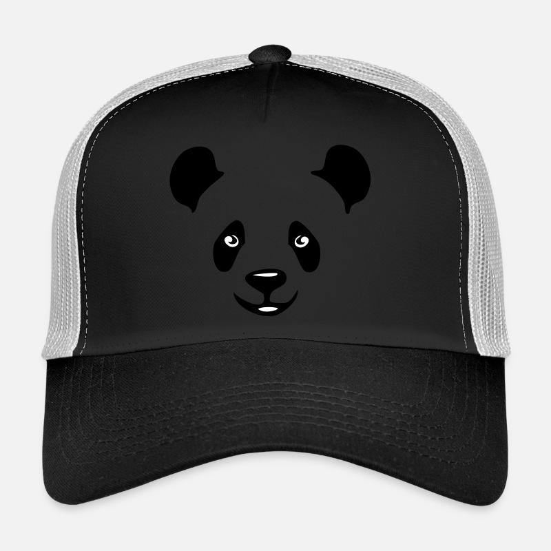 panda teddy bär gesicht kopf süß niedlich - Trucker Cap - Schwarz/Steingrau