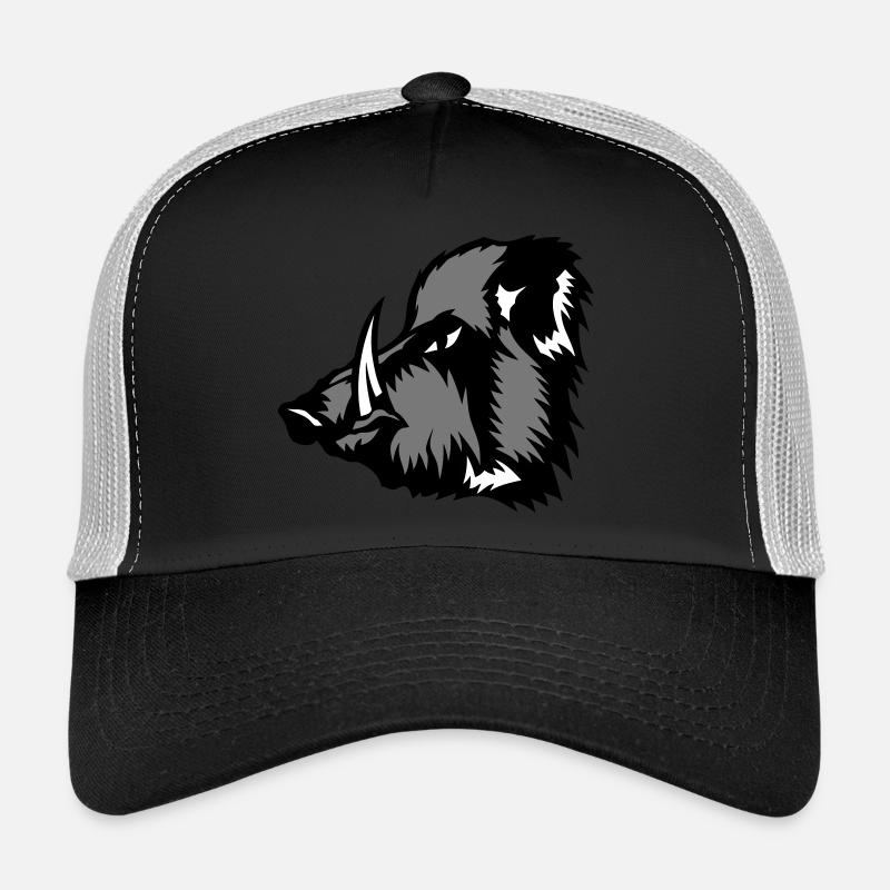 sanglier sauvage feroce3 boar face carto Casquette trucker 