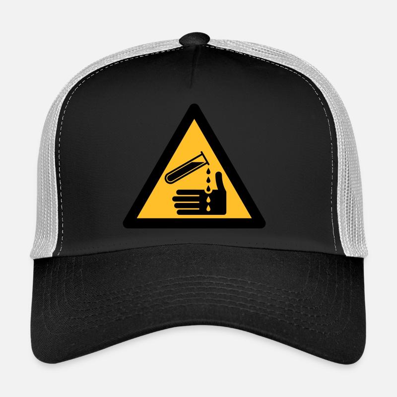 Symbole de danger - Corrosif (2 couleurs) Casquette trucker 