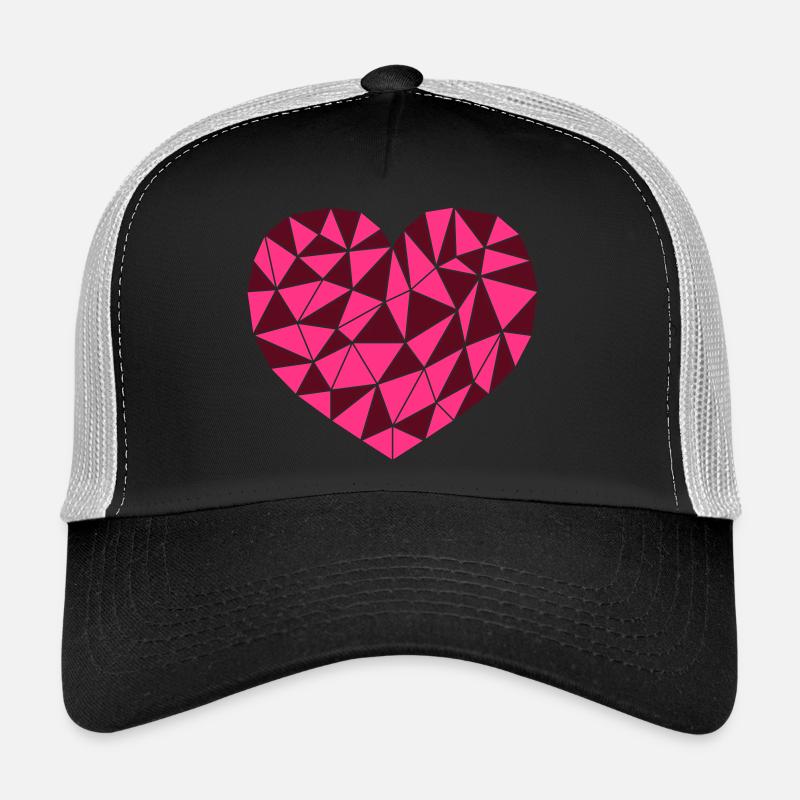 Pink Grid Heart Trucker Cap