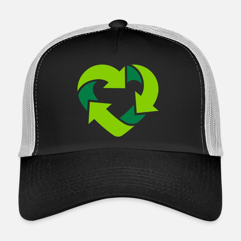 Recycling Heart + (Dein Text) 2c Trucker Cap