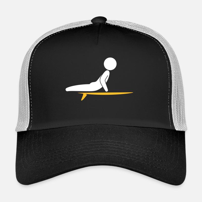Un surfeur avec sa planche de surf - Casquette trucker  - noir/gris pierre
