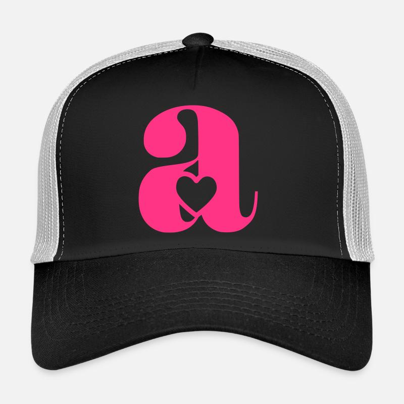 Buchstabe A Anfangsbuchstabe mit Herz Trucker Cap