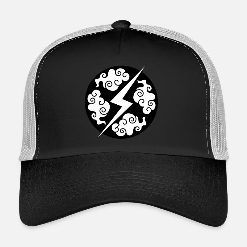 Japanese motif "Clouds and lightning" - Trucker Cap - black/stone grey