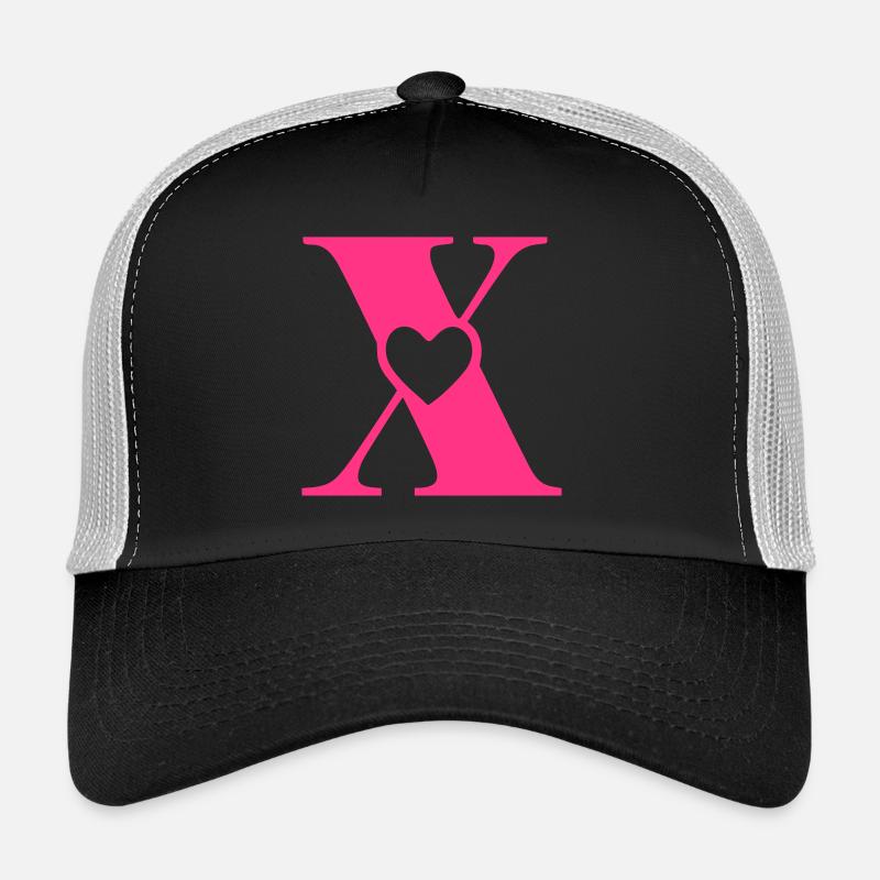 Buchstabe x Anfangsbuchstabe mit Herz Trucker Cap