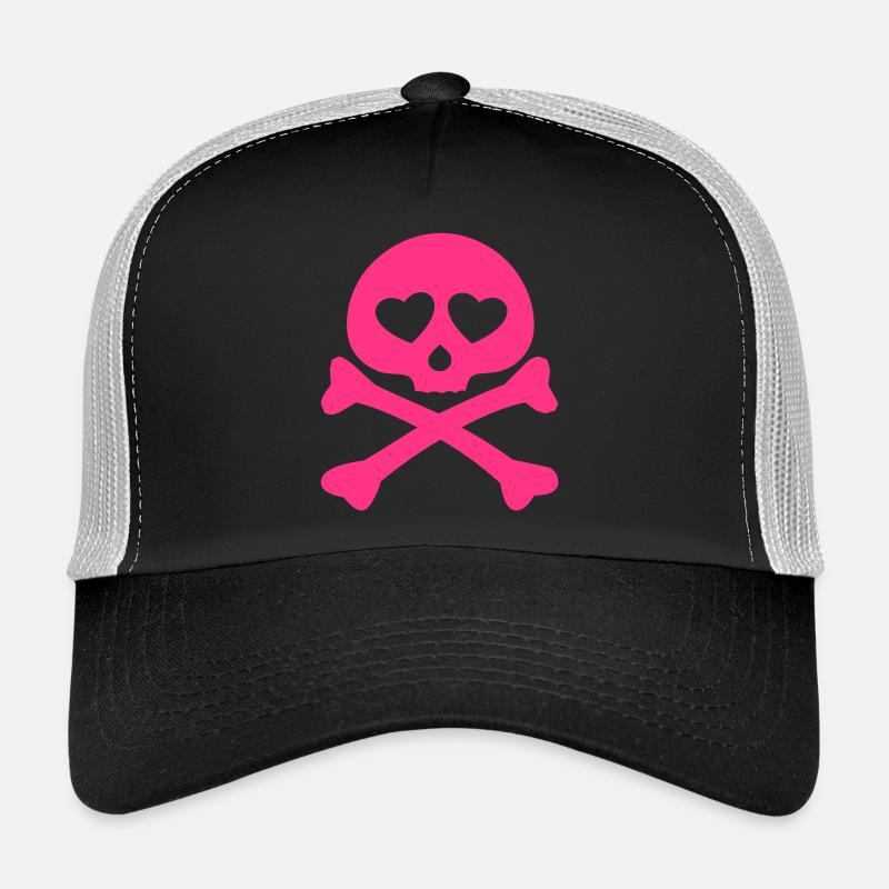 crâne de coeur (c.) - Casquette trucker  - noir/gris pierre