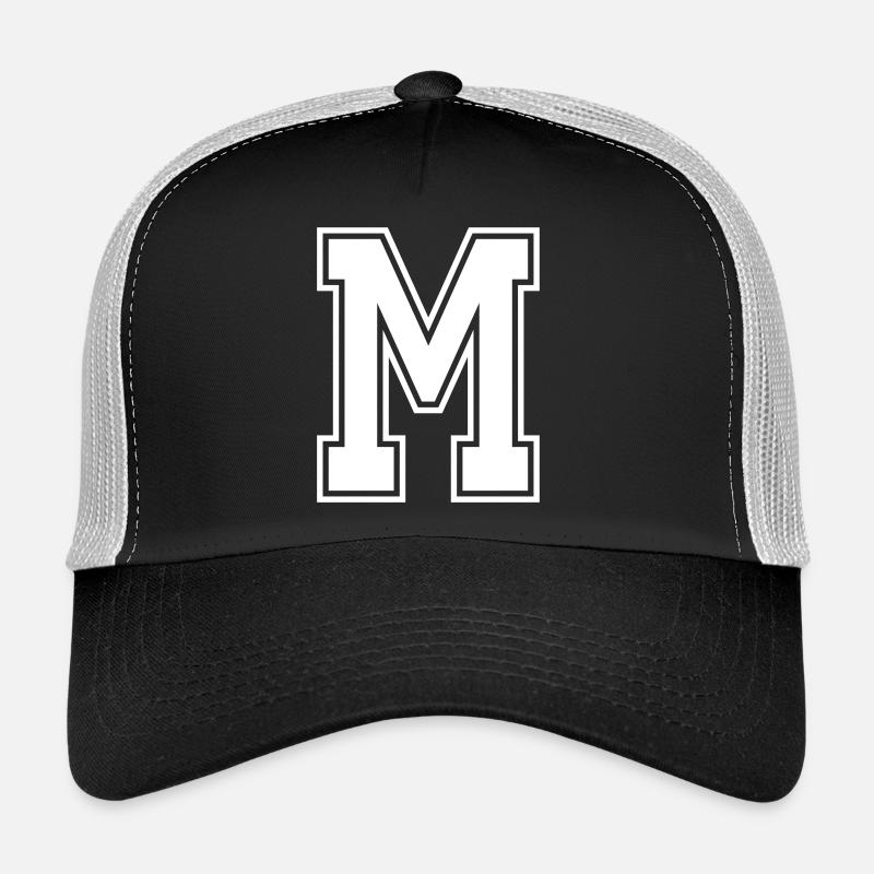 Buchstabe M - Trucker Cap - Schwarz/Steingrau
