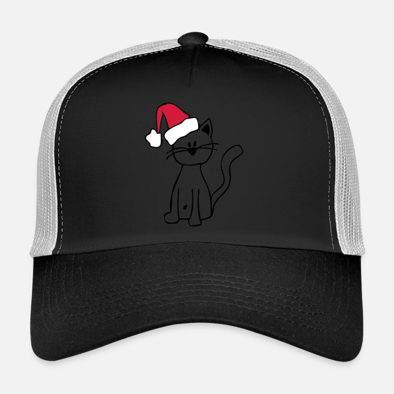 Weihnachtskatze Meowy Christmas - Trucker Cap - Schwarz/Steingrau