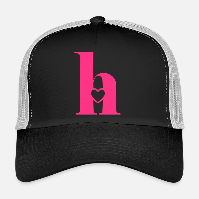Lettre h Lettre initiale avec coeur Casquette trucker 