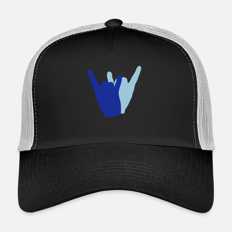 Deux Heavy Metal Hard Rock Cornes Doigt Geste de la Main Casquette trucker 