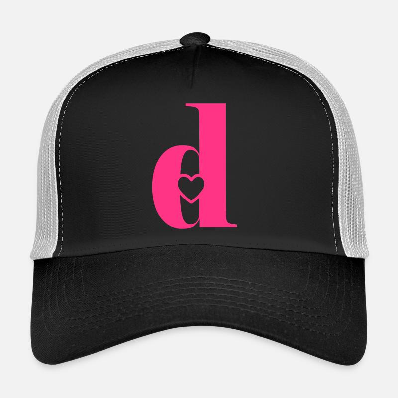 Buchstabe d Anfangsbuchstabe mit Herz Trucker Cap