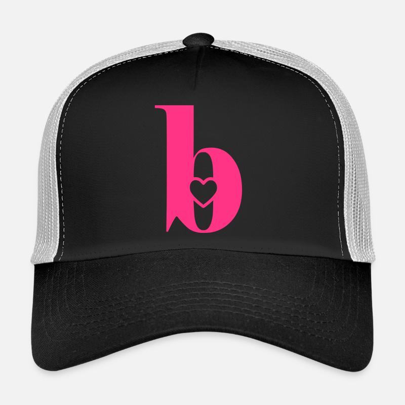 Lettre b Lettre initiale avec cœur Casquette trucker 