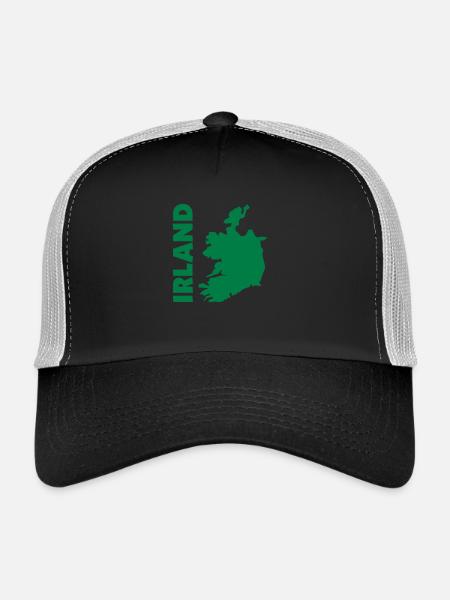 irland_umriss_50 - Casquette trucker  - noir/gris pierre - Devant