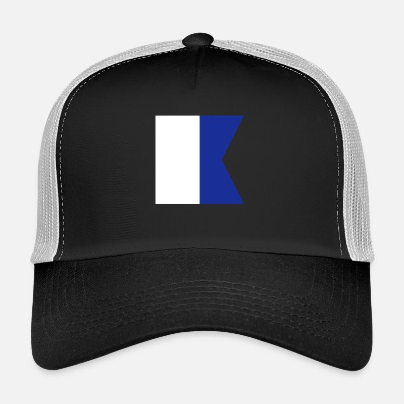 ICS - A (Alpha) - international code of signals - Casquette trucker  - noir/gris pierre