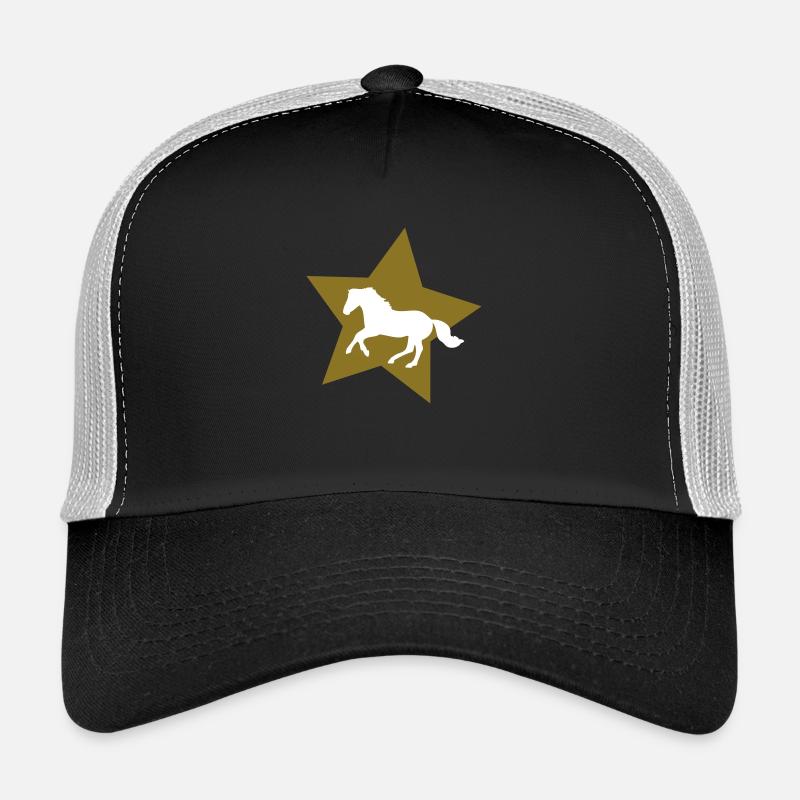 Galloping Horse on Gold Star Trucker Cap