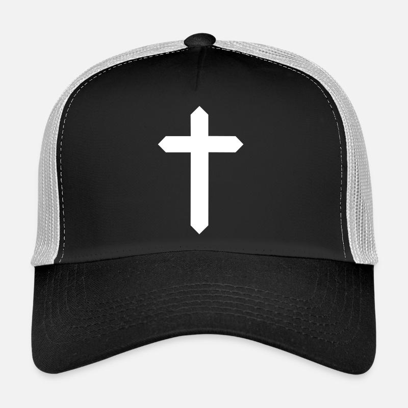 Croix chrétienne - Casquette trucker  - noir/gris pierre