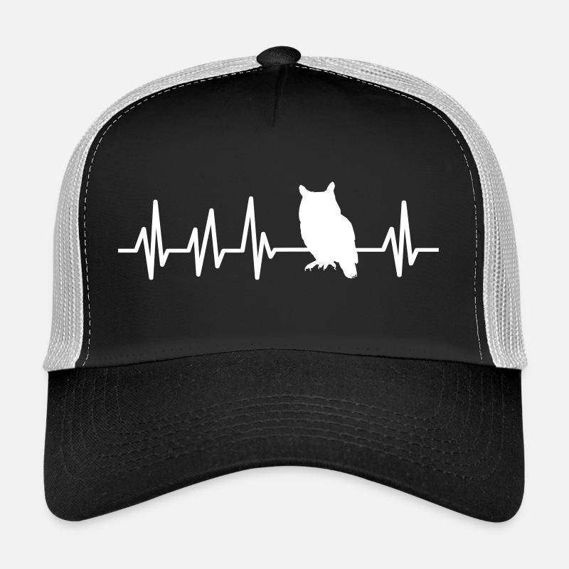 Eule Herzschlag Eulenliebhaber Geschenkidee Kauz - Trucker Cap - Schwarz/Steingrau