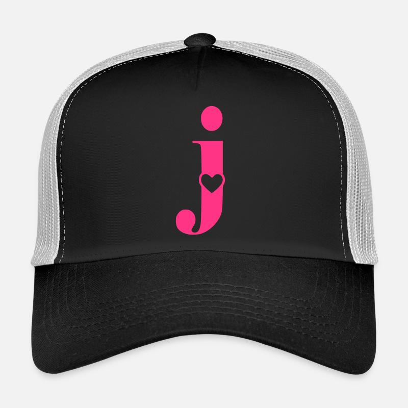 Buchstabe j Anfangsbuchstabe mit Herz Trucker Cap