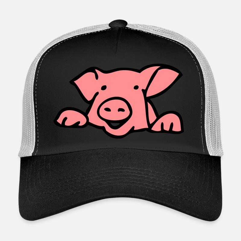 Schwein Schweinekopf 28053 - Trucker Cap - Schwarz/Steingrau